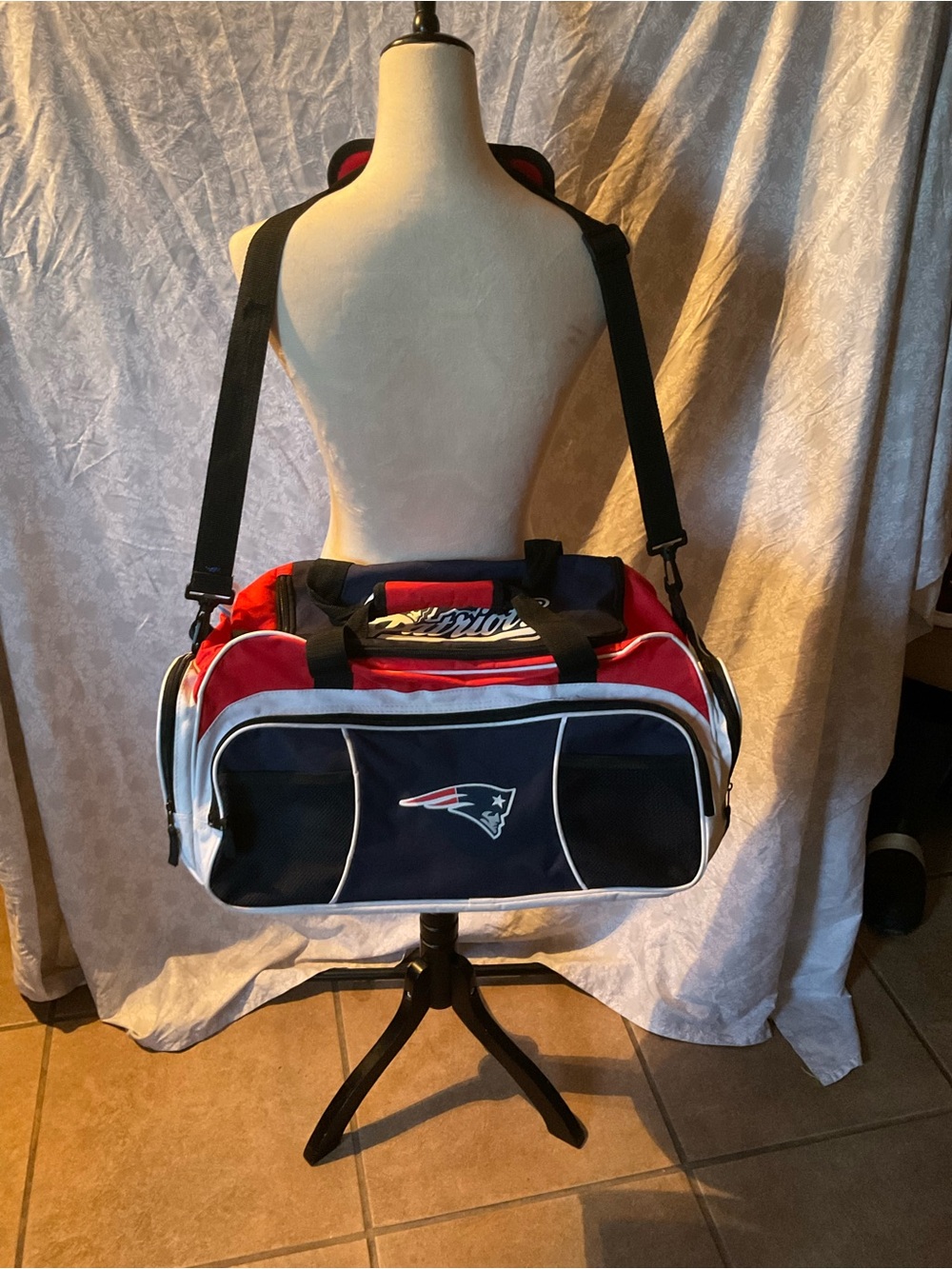 New England Patriots Duffel Bag with Shoulder Strap